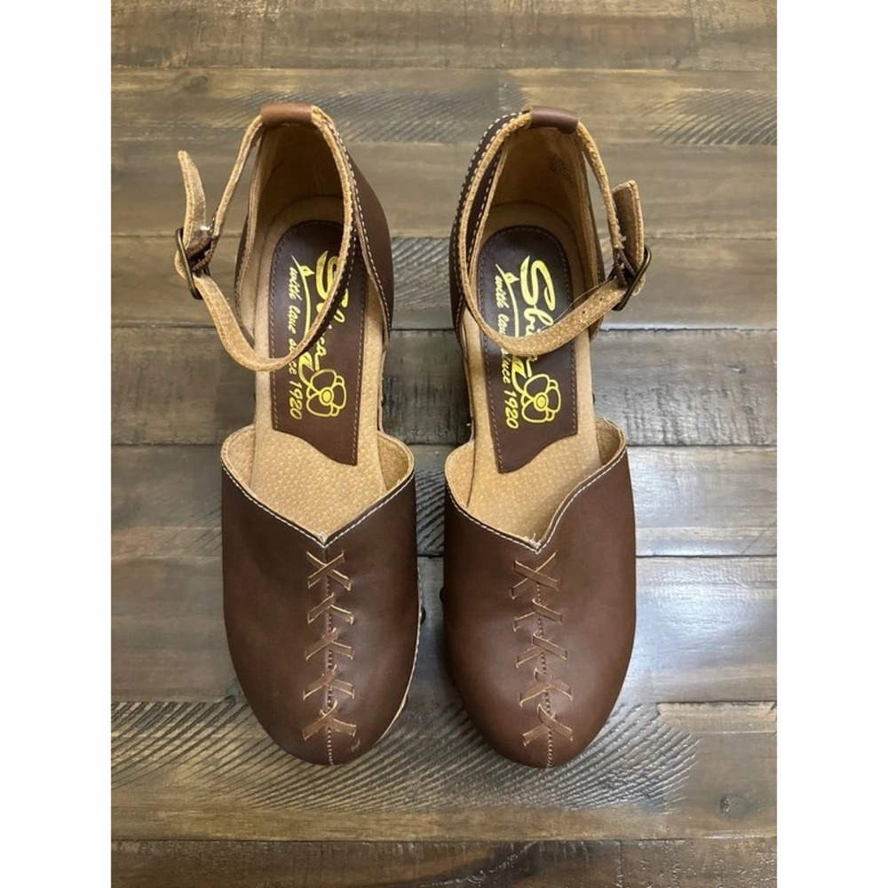 Sbicca Wood Platform Clog Sandals 7 Brown
